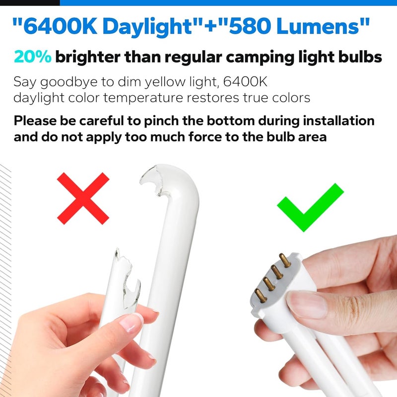 LVACODV 6400K 2G7 Base Camping Lantern Bulb Replacement for Rayovac F9w-1, Kandolite 96500, Coleman, Ozark Trail | 4 Pin, 580 Lumens, 10,000 Hour Lifespan - Image 5